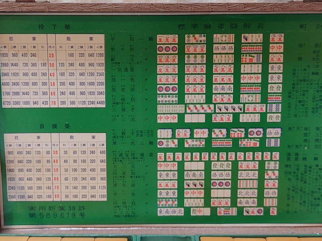 麻雀牌 点棒セット骨董　昭和レトロ　希少 背竹牌 ＆ 花札