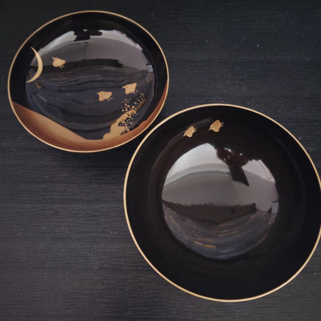 明治 骨董 輪島塗 木製 金蒔絵 波 千鳥 蓋付 吸物椀 アンティーク 元箱蓋