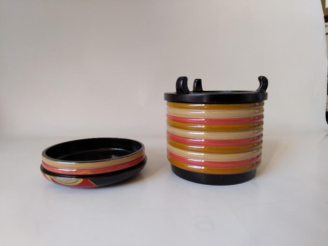 中村宗悦 作 歌仙 貝桶型茶器 漆絵 共箱 共布 漆器 漆芸