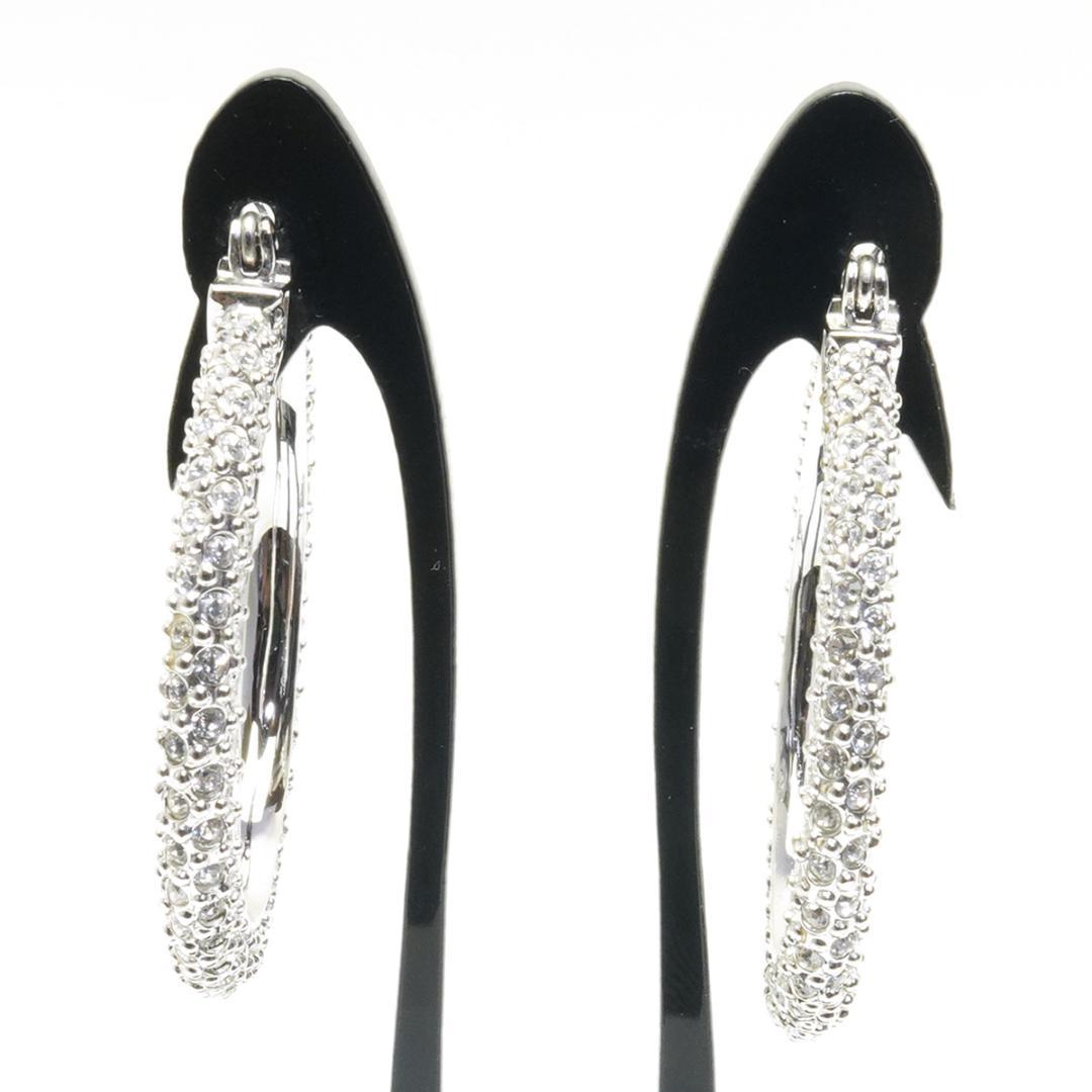 美品 スワロフスキー Dextera フープ ピアス シルバー