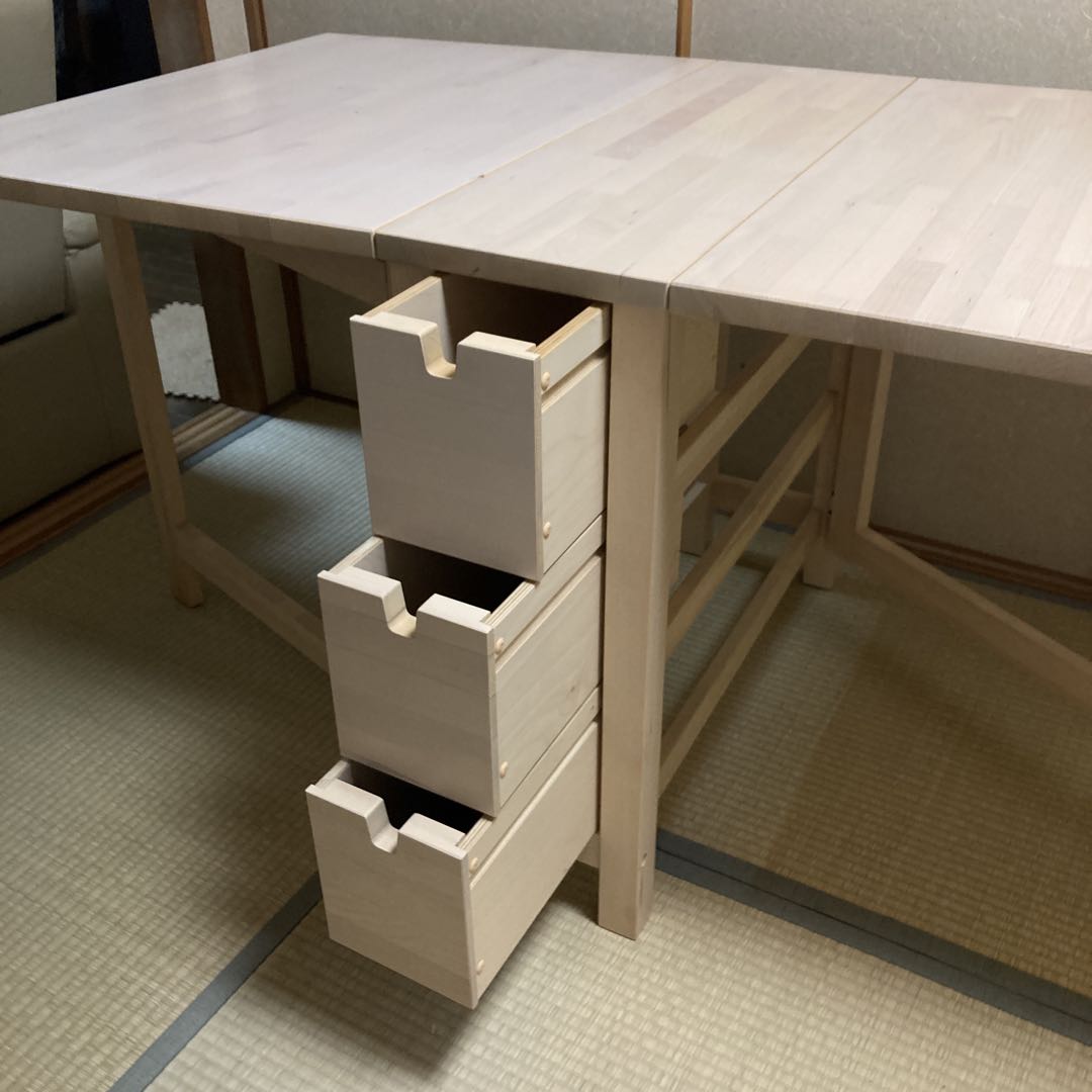 IKEA ノールデン　バタフライテーブル　 引き出し付き