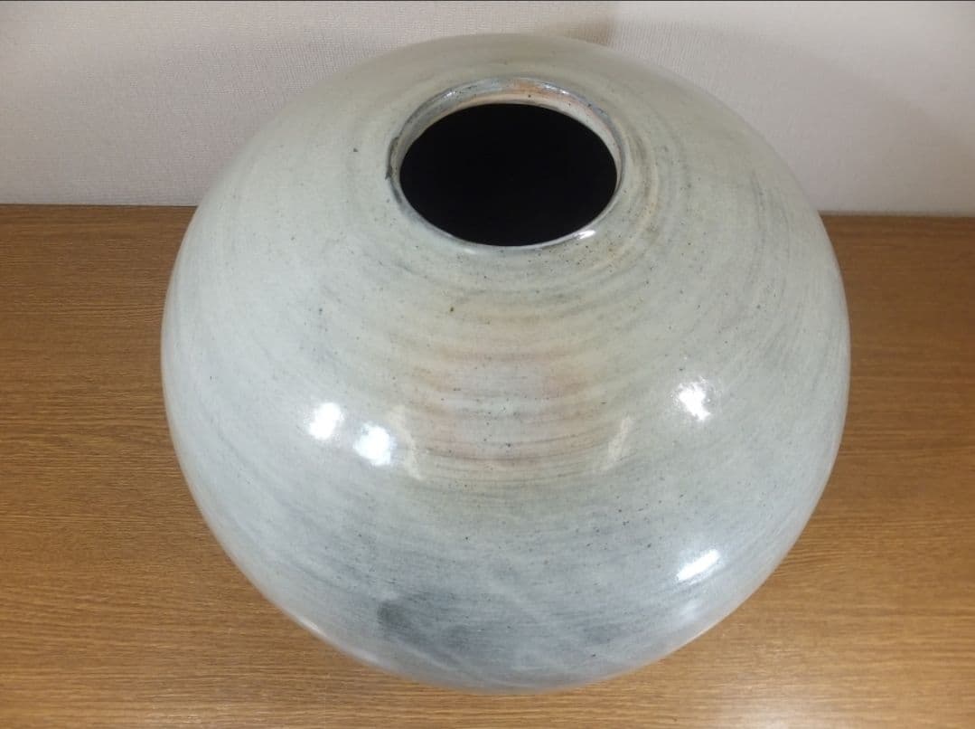 真作保証 小川哲男 大作 約33.2cm 粉引壷 日本工芸会 コレクター放出品