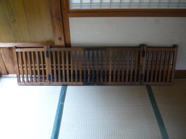 帳場格子 三つ折り 時代もの 木製 商店帳場 仕切り 商店帳場
