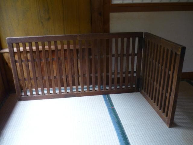 帳場格子 三つ折り 時代もの 木製 商店帳場 仕切り 商店帳場