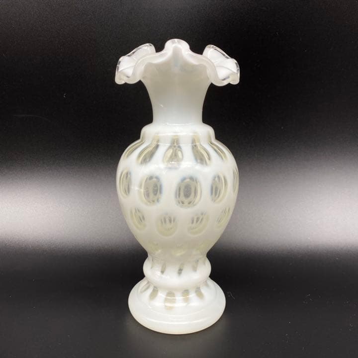 フェントン コインドット ホワイト フラワーベース 花瓶 オパール