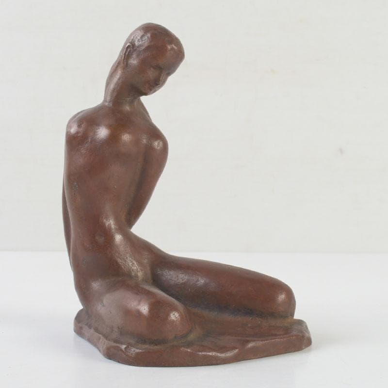 彫刻家 市之瀬廣太作 ブロンズ像 「波」 裸婦像 女性像 共箱 V