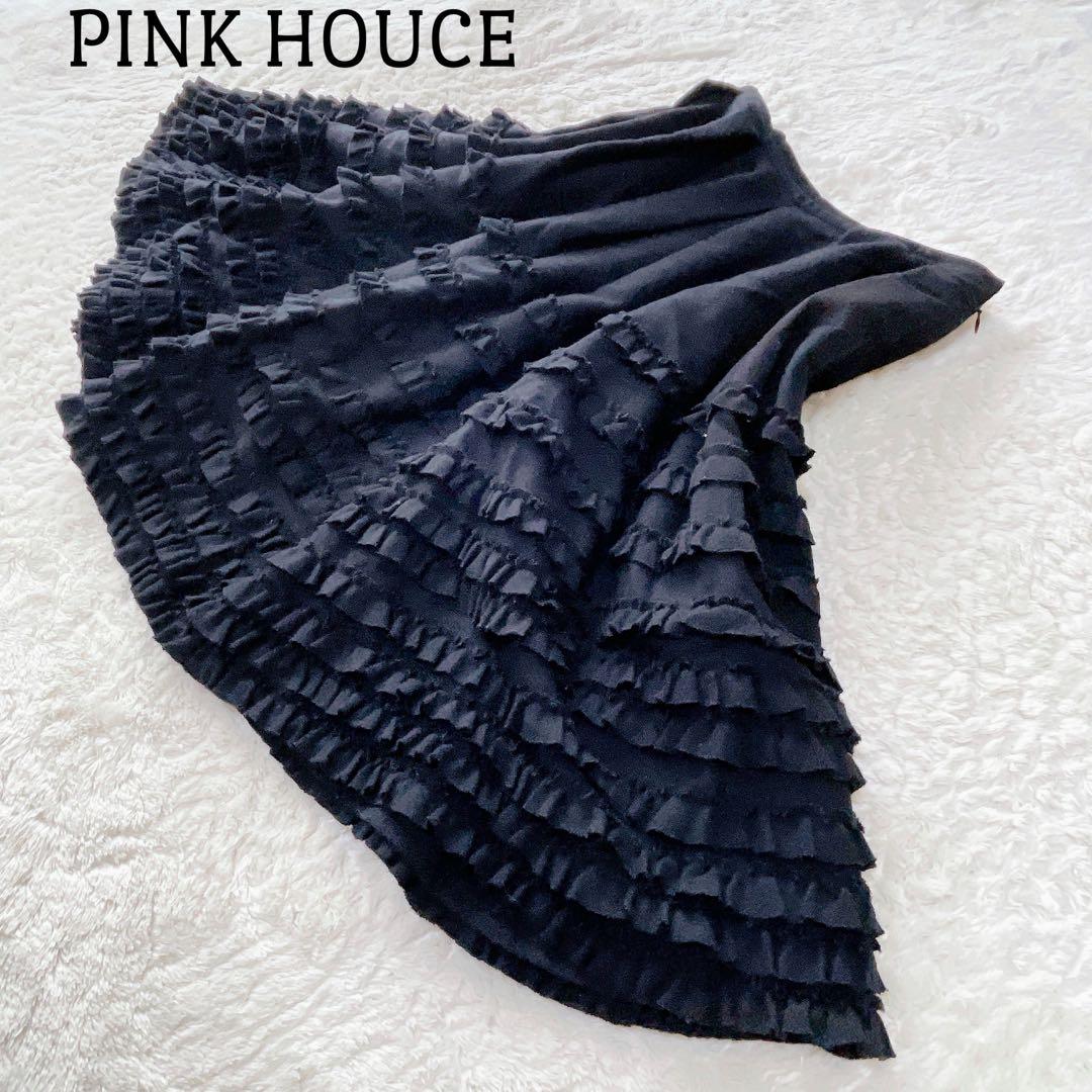 PINKHOUCE ピンクハウス ピコフリル フレアスカート 黒