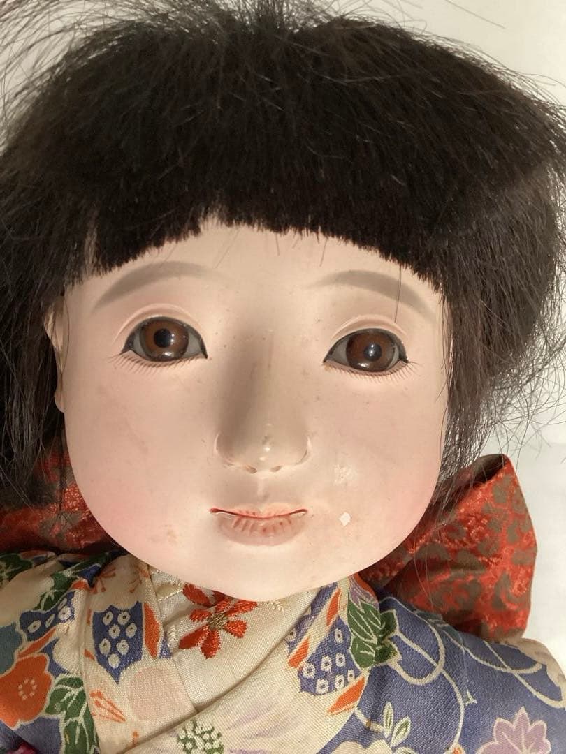 市松人形 人形師 伊藤直島作 昭和レトロ 抱き人形 吹子付き ガラス眼 人