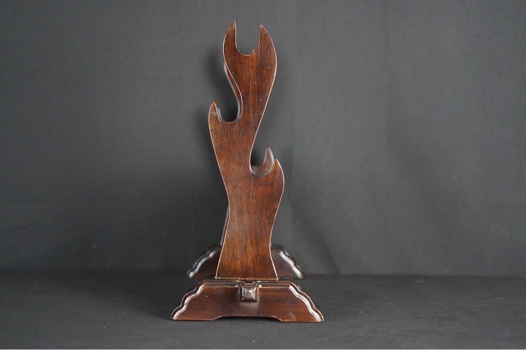 時代武具 木製 無垢材 鍔透かし 三振掛用 刀掛け 武具 刀装具