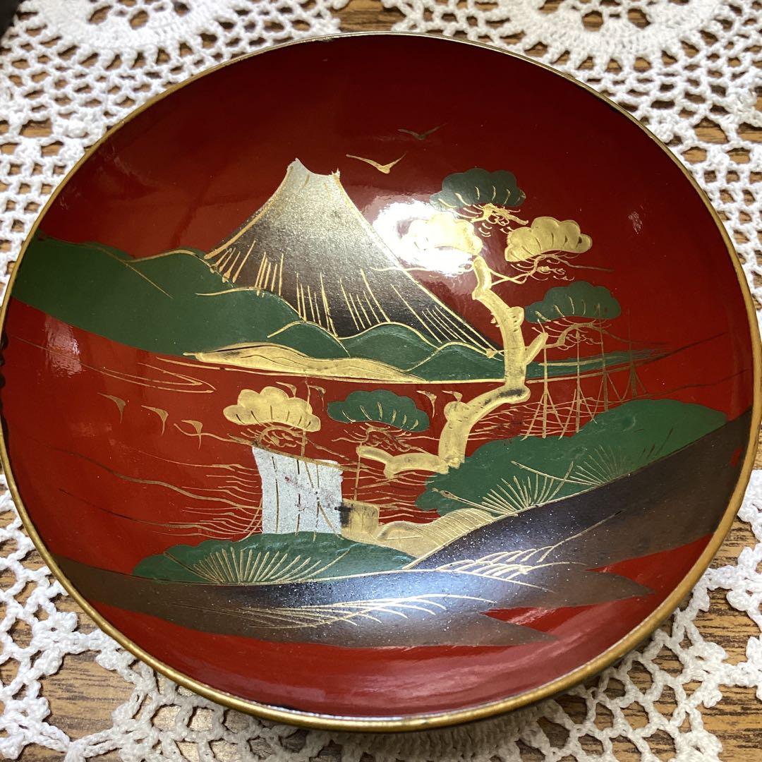 k2f1 銘々蓋吸物椀10客　漆器 富士山デザイン