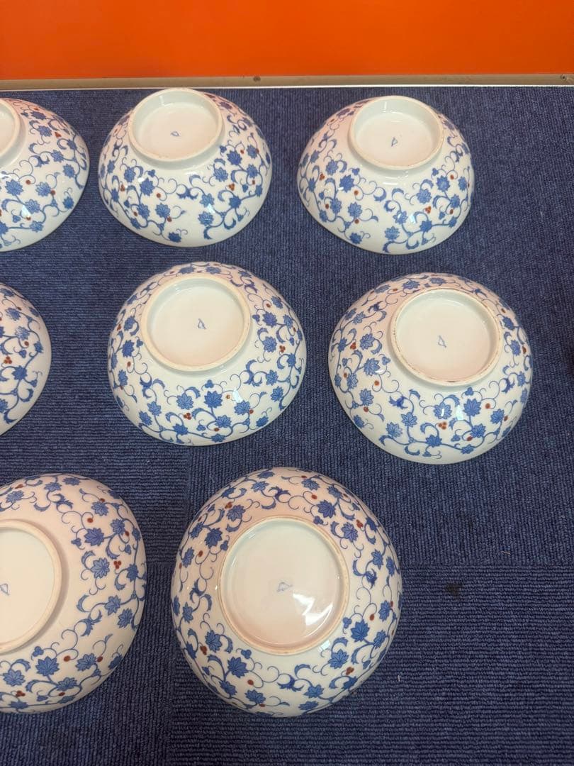 1699 深川製磁 花柄中鉢 8客 16cm 金彩