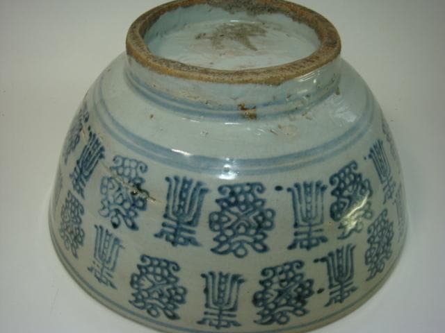 大鉢■古い唐物染付大鉢 菓子器 置物 オブジェ 古玩 唐物 時代物 骨董品■