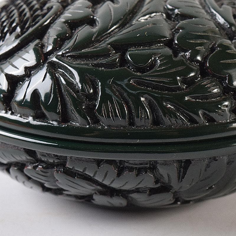 茶道具　村上堆朱　伝統工芸士　三野原晃一作　堆緑　香合　共布共箱　V　8191