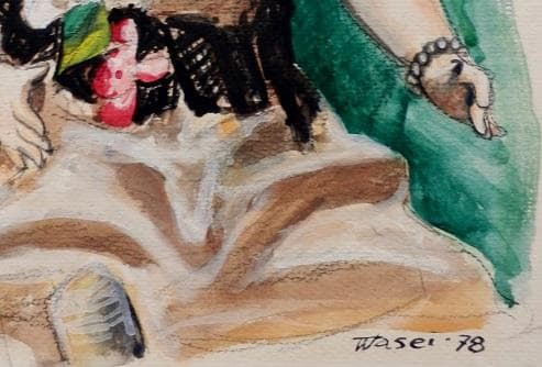 伊藤和生　「西洋人形」　1978年制作　水彩画　　F４号　額装 真作保証