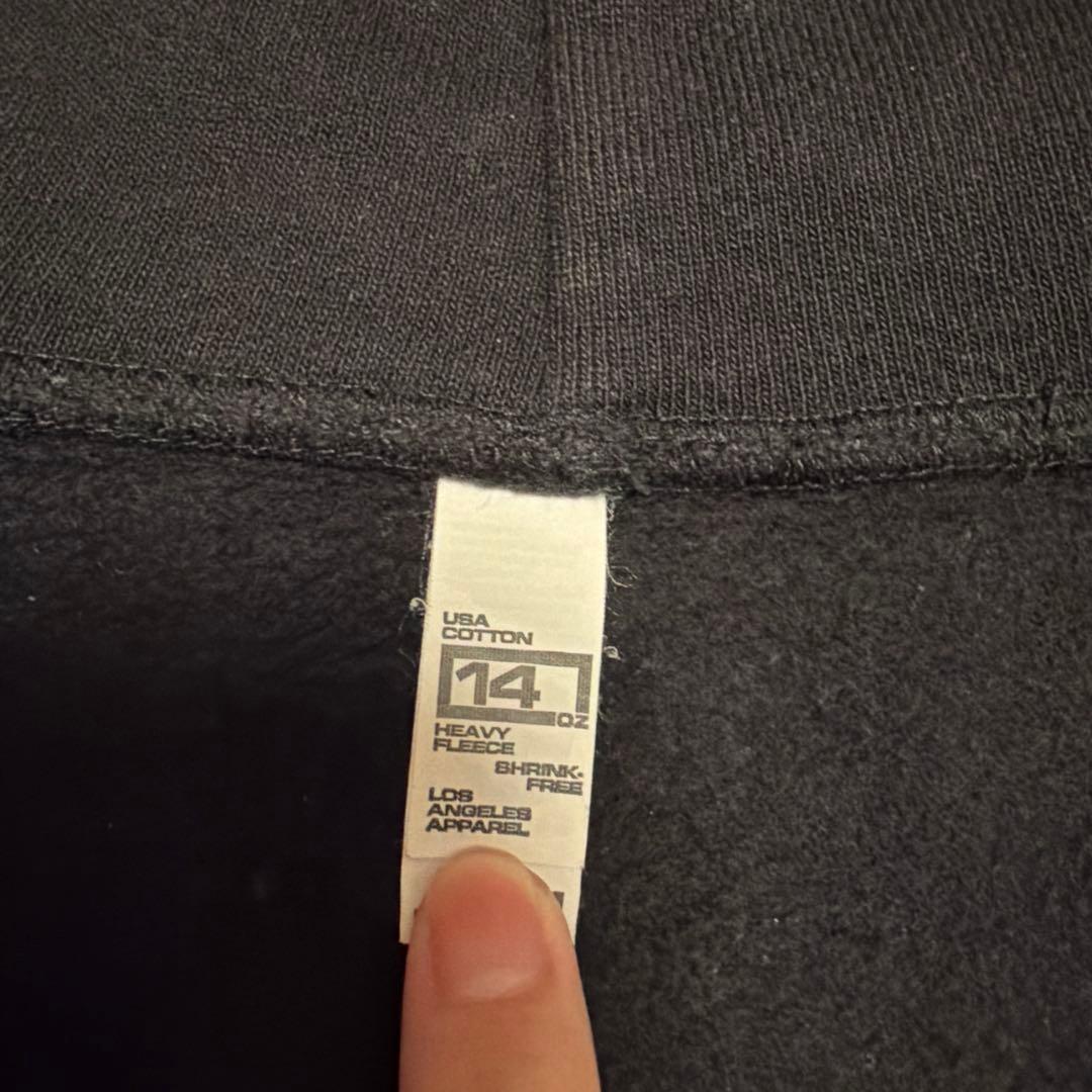 Los Angeles apparel 黒 フルジップ パーカー　肉厚　USA製