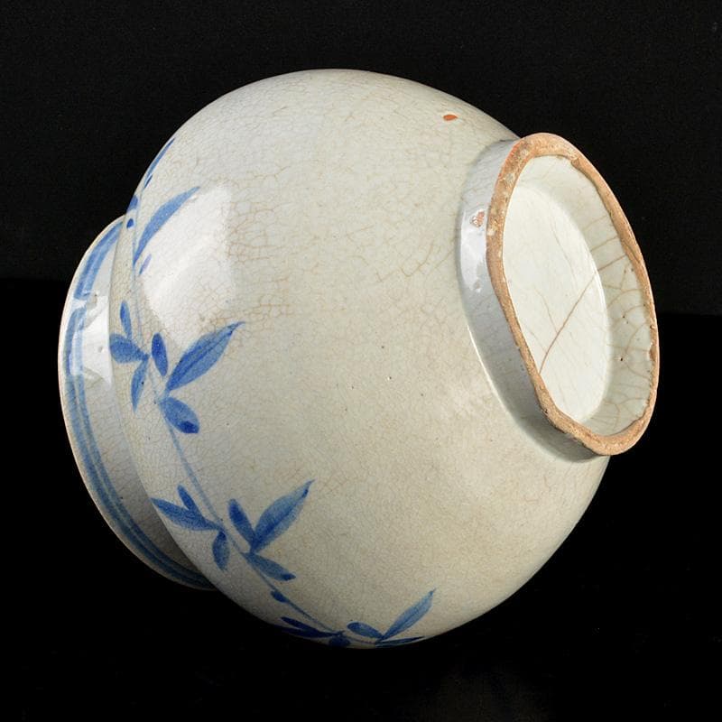 李朝 染付 花卉文 壷 花瓶 C 6288