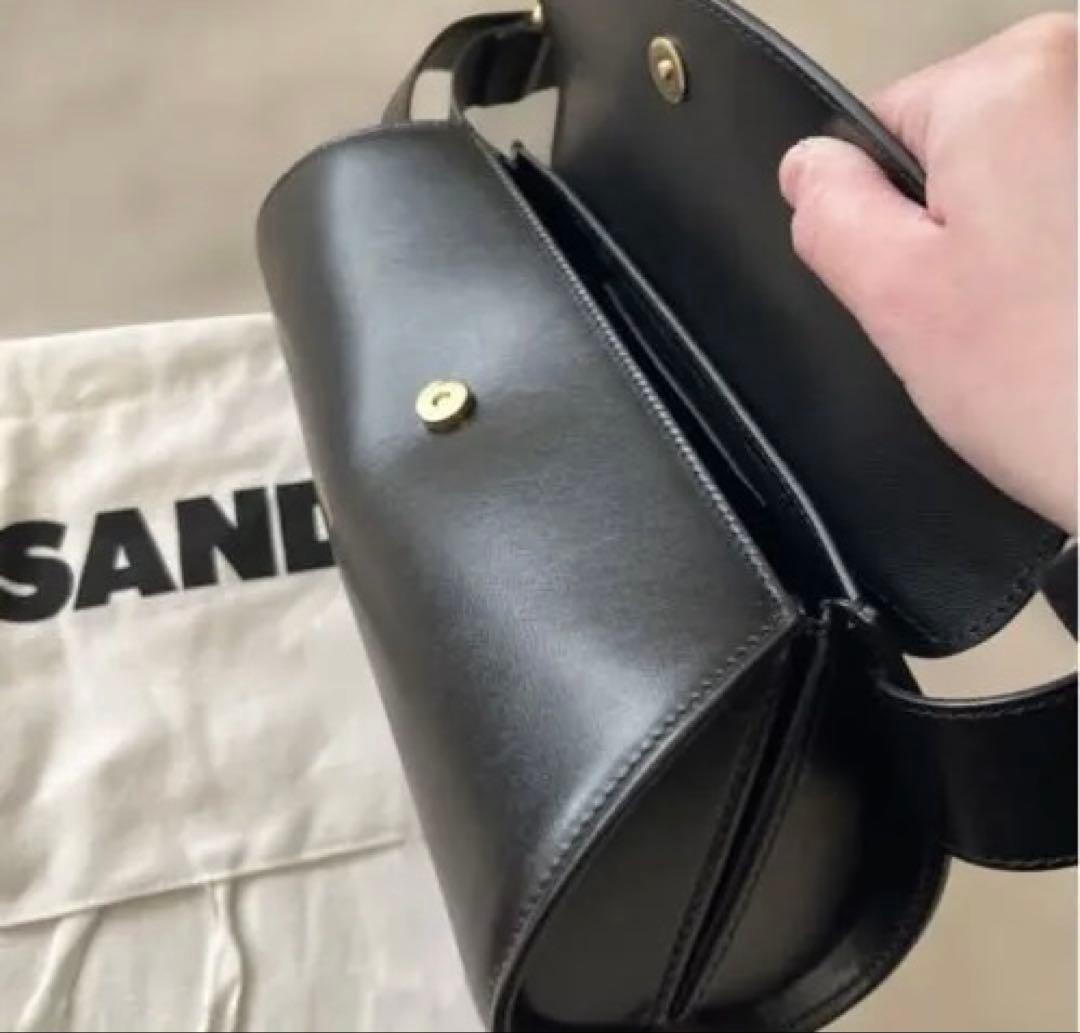 ［新春SALE］JIL SANDER カンノーロ　ブラックレザーショルダーバッグ