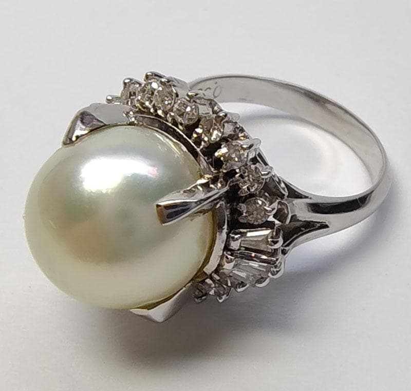 真珠　ダイヤモンド　プラチナ　リング