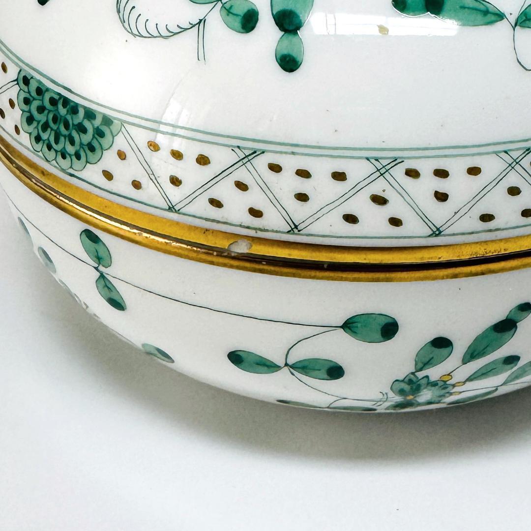 マイセン/1級品/インドの華/リッチグリーン/シュガーポット/蓋付