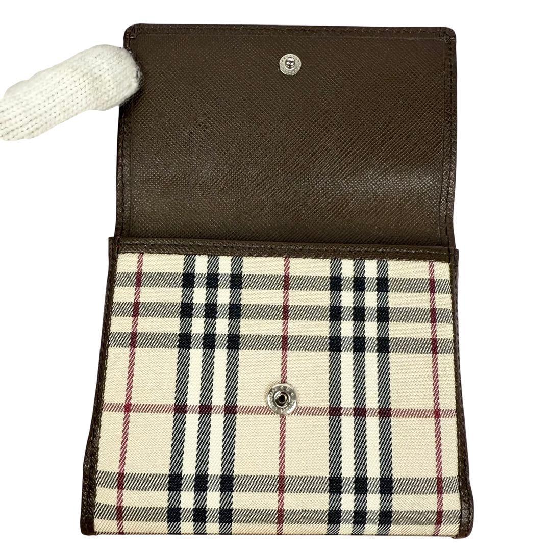 【極美品】バーバリーノバチェック 折り財布 サフィアーノ キャンバス ロゴ刻印