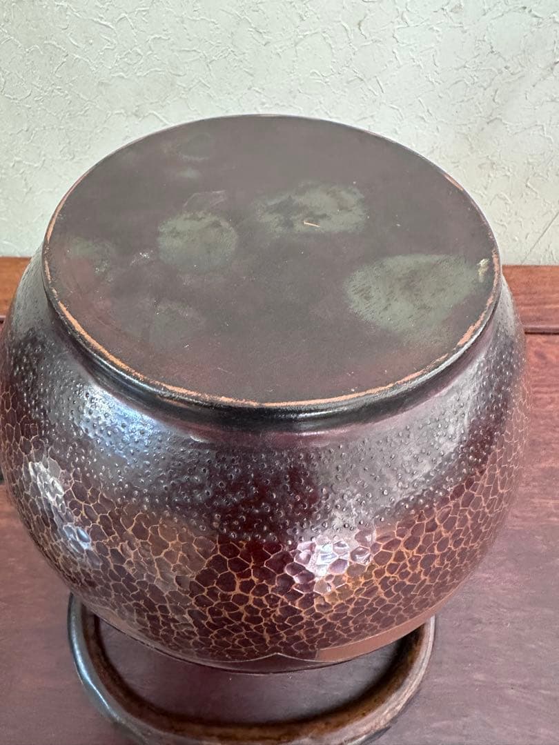 山川堂製 銅製 やかん 職人手作り アンティーク銅本体は槌目して作