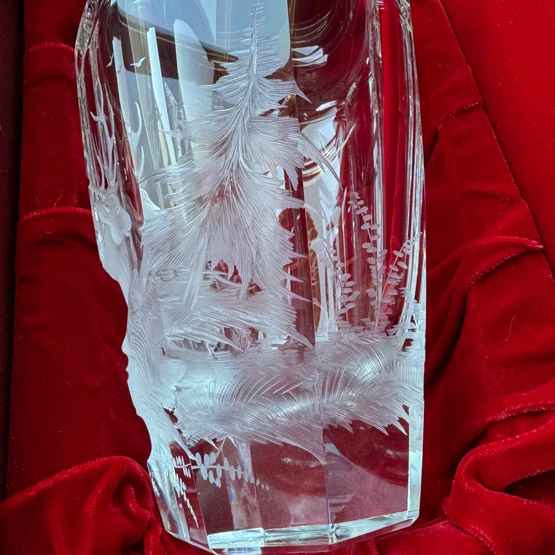 MOSER モーゼル ボヘミアン クリスタル 鹿 花瓶 手彫り フラワーベース