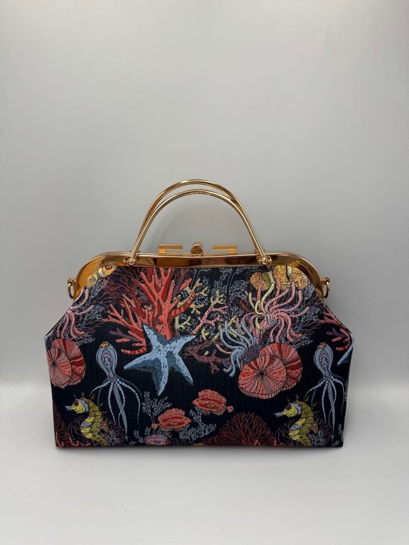 【ハンドメイド】がま口バッグ　海底の世界 2点セット　#506