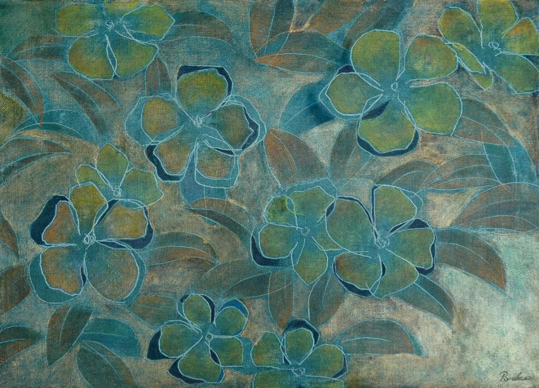 油絵 菅家令子 絵 絵画 インテリア 額付(銀) 油絵 F4-091716 花