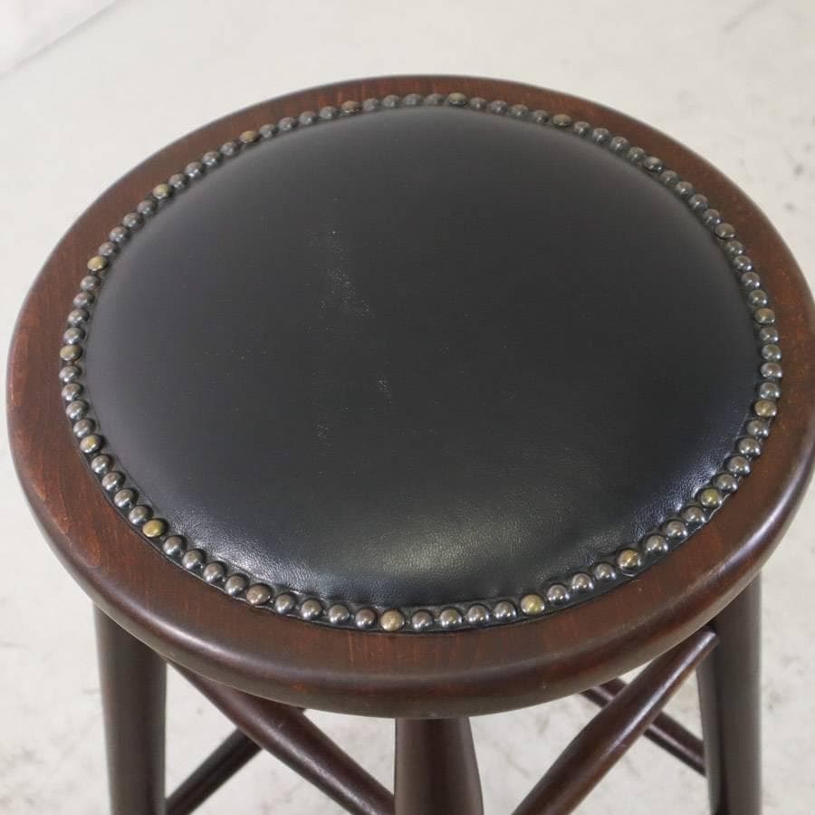 6脚まとめ買い2 ルーマニア製 ハイスツール ビーチ材 ブラック PVCレザー