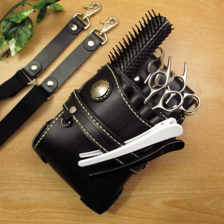 ☆特別価格☆　ブラック　７丁差し　本革シザーケース　SCY-243/CKB