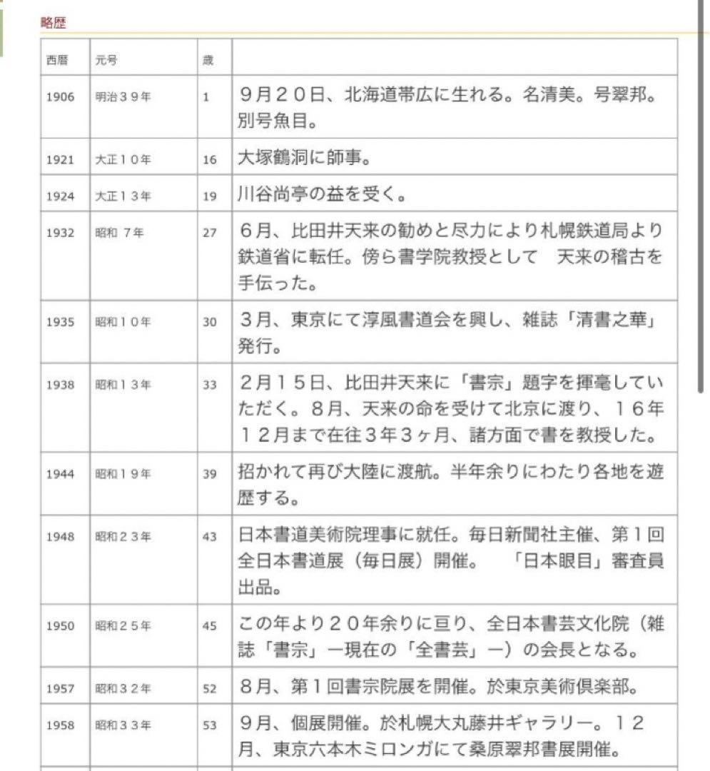 最終価格【希少！一点物！入手困難！】桑原翠邦 先生 書作品 小品 「五