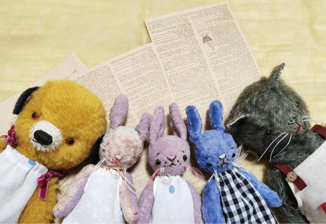 悲し顔のうさぎさんたち 兎 テディベア ぬいぐるみ アーティストベア