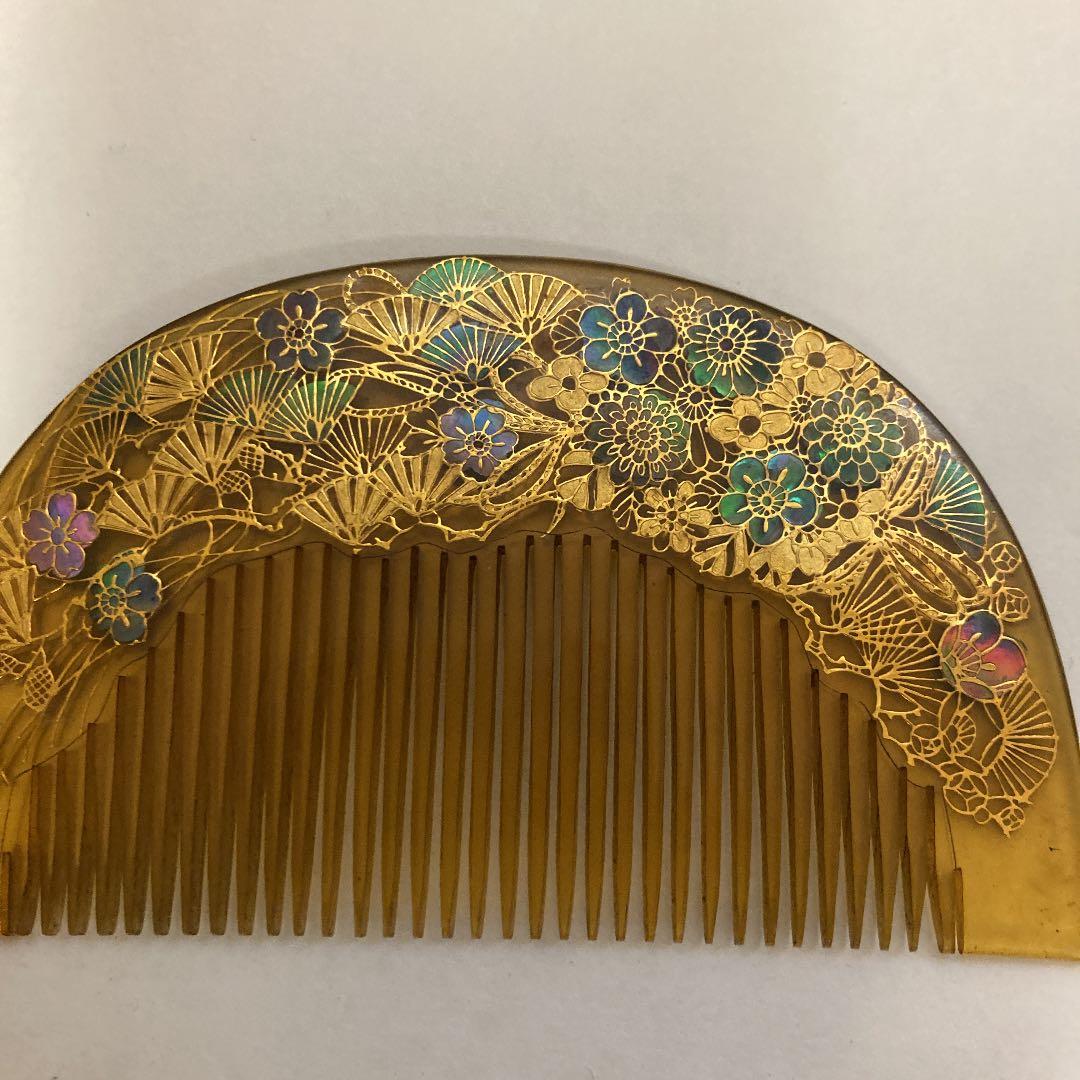 櫛笄 くし こうがい 鼈甲 金細工 銘あり アンティーク