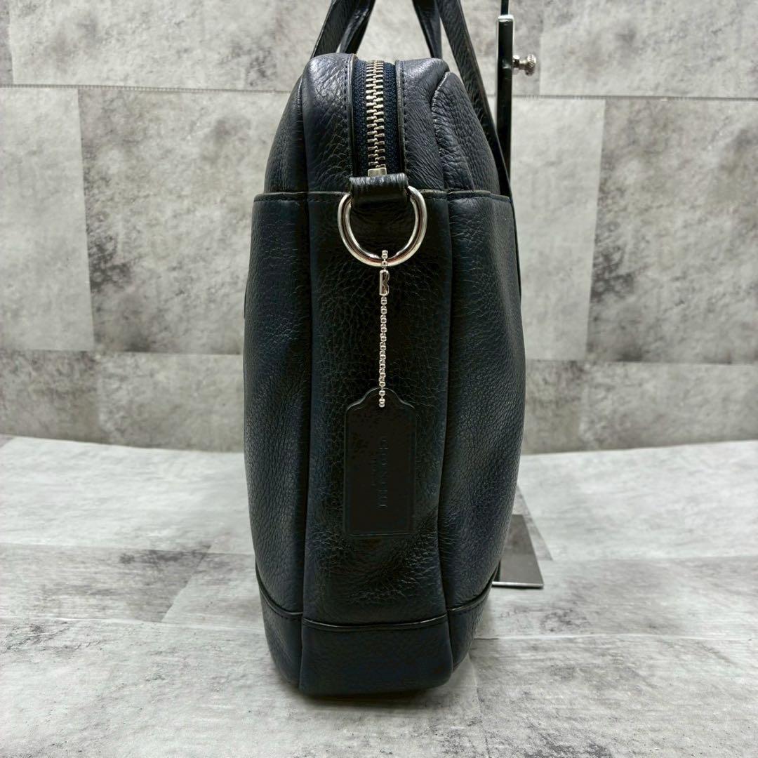 美品 コーチ ハミルトン 2way ビジネスバッグ ショルダーバッグ シボ革 紺