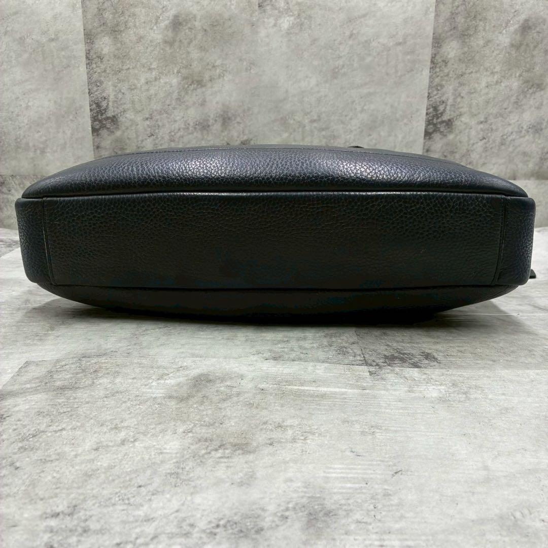 美品 コーチ ハミルトン 2way ビジネスバッグ ショルダーバッグ シボ革 紺