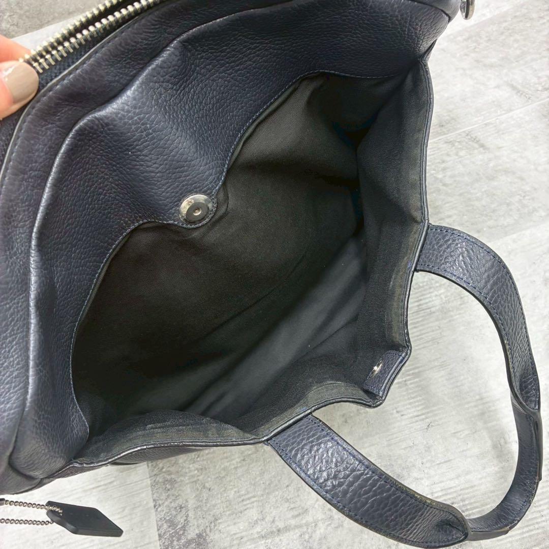 美品 コーチ ハミルトン 2way ビジネスバッグ ショルダーバッグ シボ革 紺