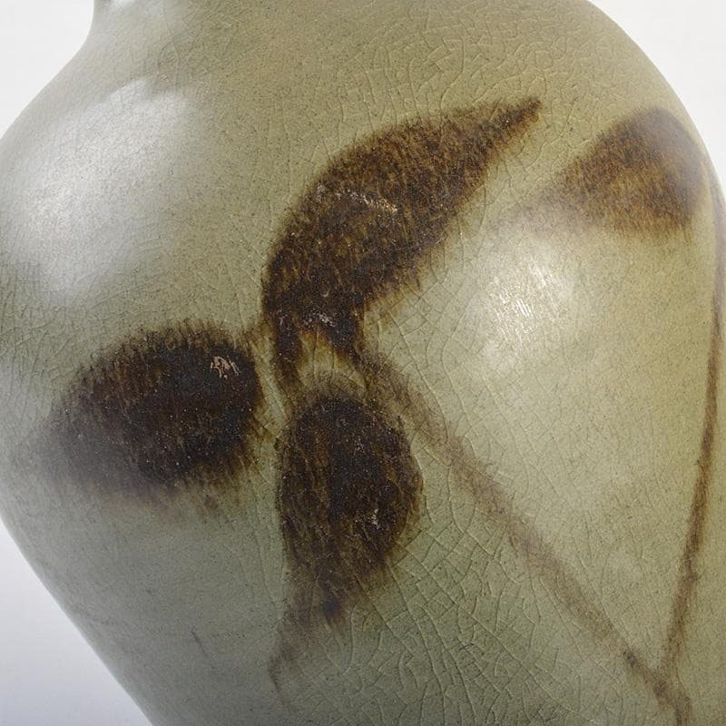 朝鮮美術　高麗青磁　鉄絵草文　盤口瓶　V　5965C