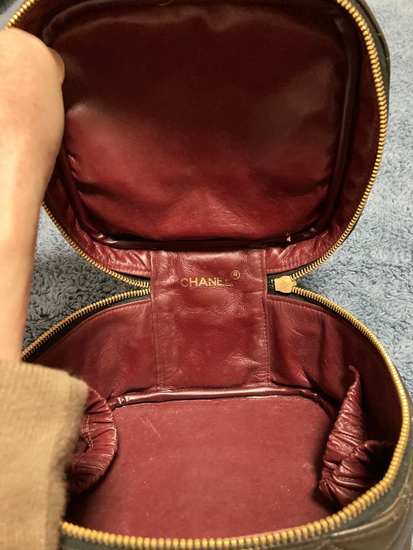 ビンテージ シャネル バニティ ブラウンレザー キルティングバッグ