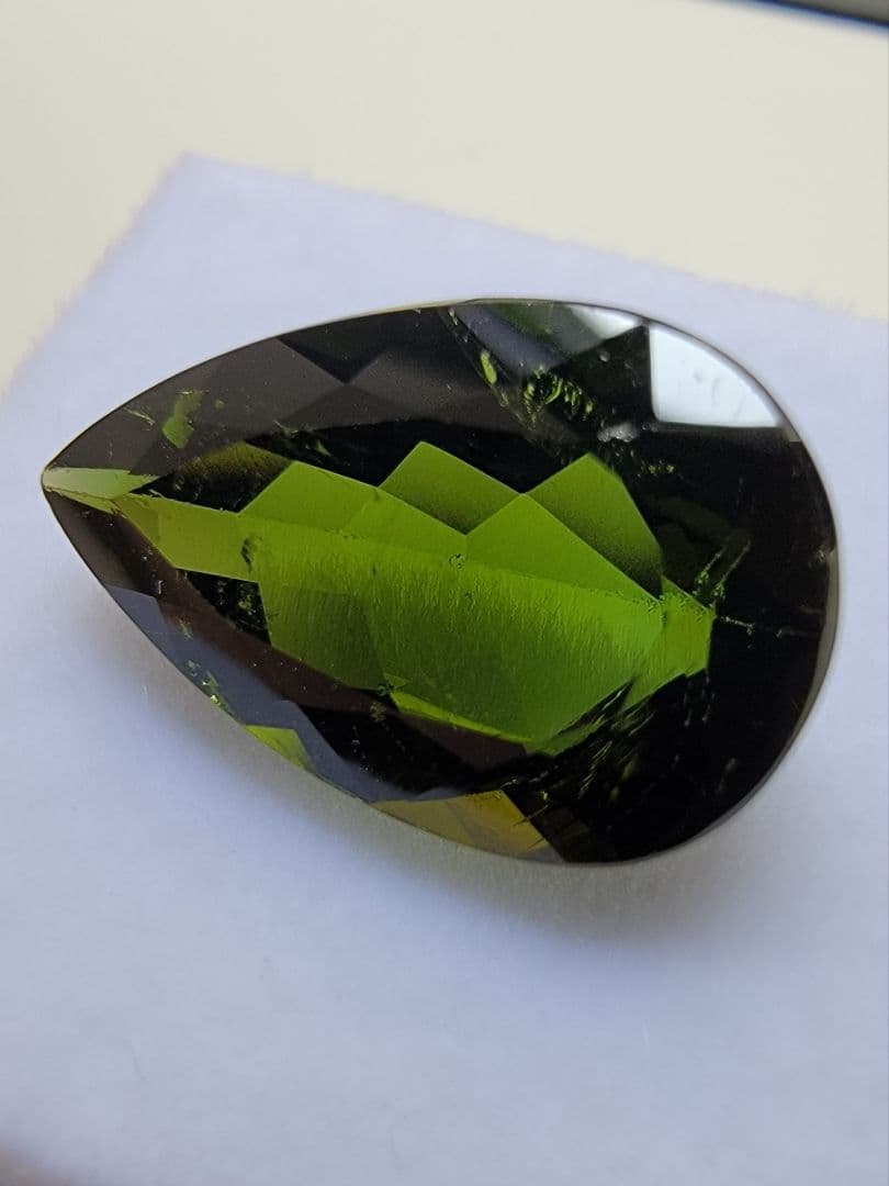 天然 グリーントルマリン 6.08ct ペア ファンシー ブラジル産　大粒ルース