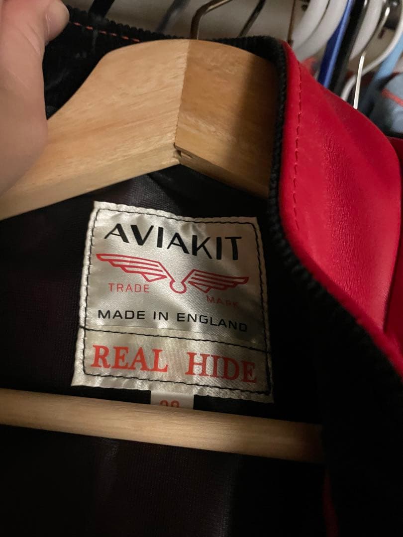 AVIakit レッド シングルライダースジャケット