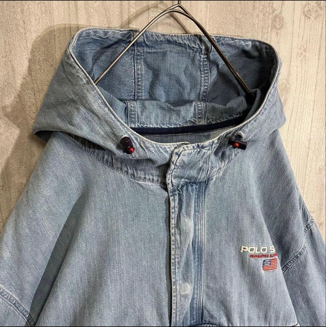希少入手困難】ポロスポーツ 刺繍ロゴ入 デニムアノラックジャケット