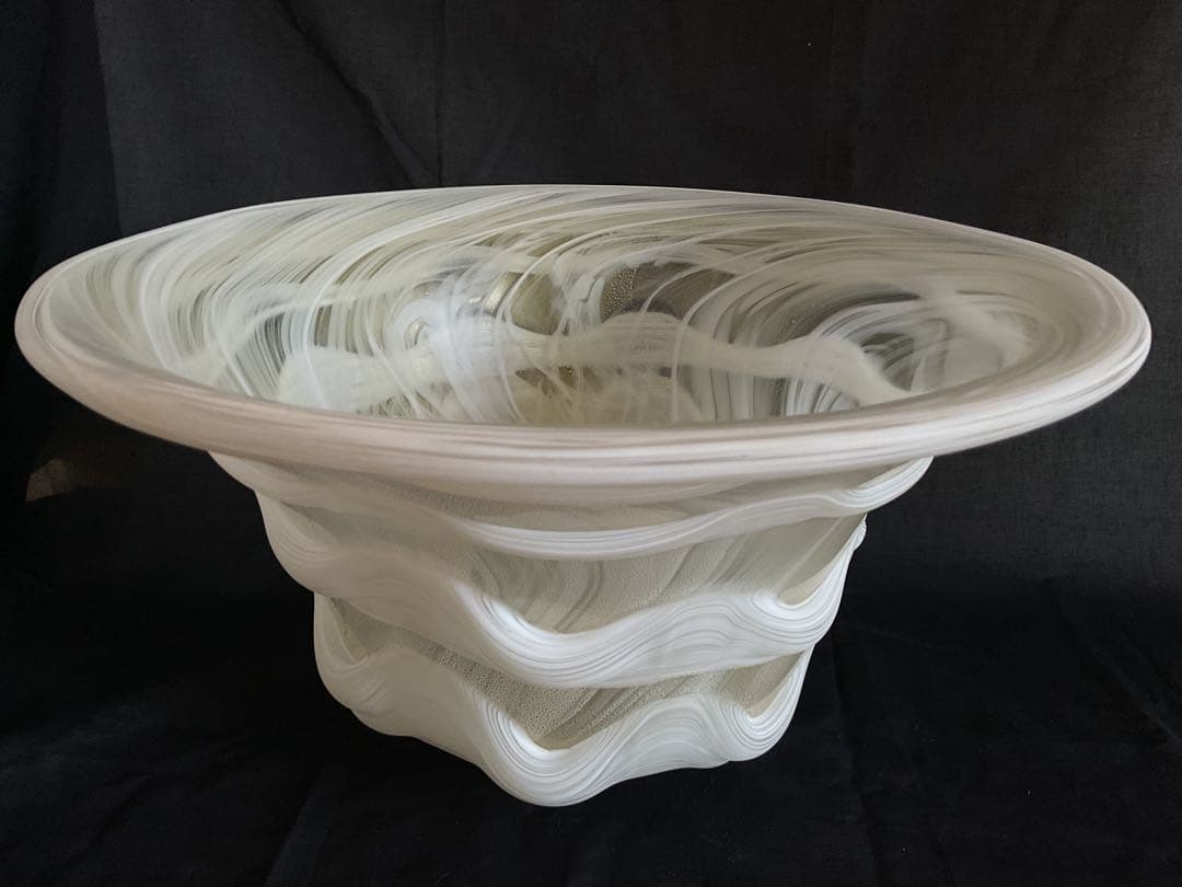 一点物大作！黒木国昭(1945~)「手吹きガラス花器」供箱入