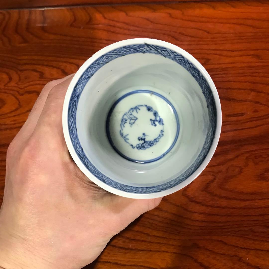 蕎麦猪口 古伊万里 染付 鍋島 鈴虫 昆虫文 大振り くらわんか