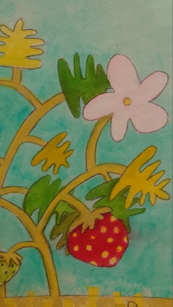 フランス人気作家　キロメロ　原画オリジナル　イチゴの庭