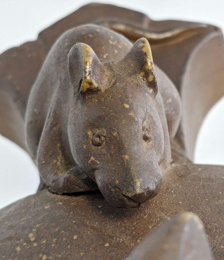 木村長十郎友敬 備前焼 ねずみと打ち出の小槌 置物 細工物 鼠 子年 縁起物