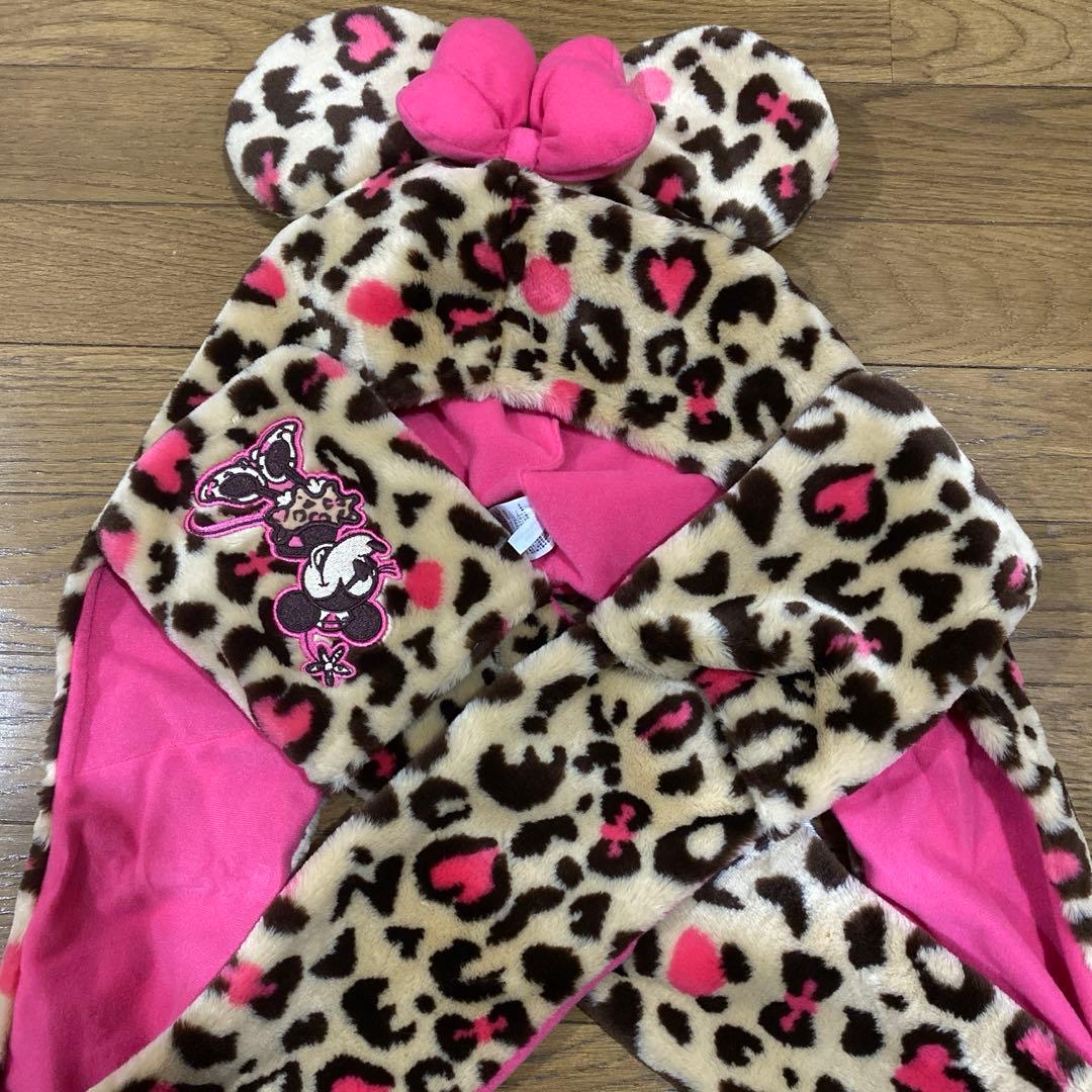 ミニーヒョウ柄ファンキャップマフラー