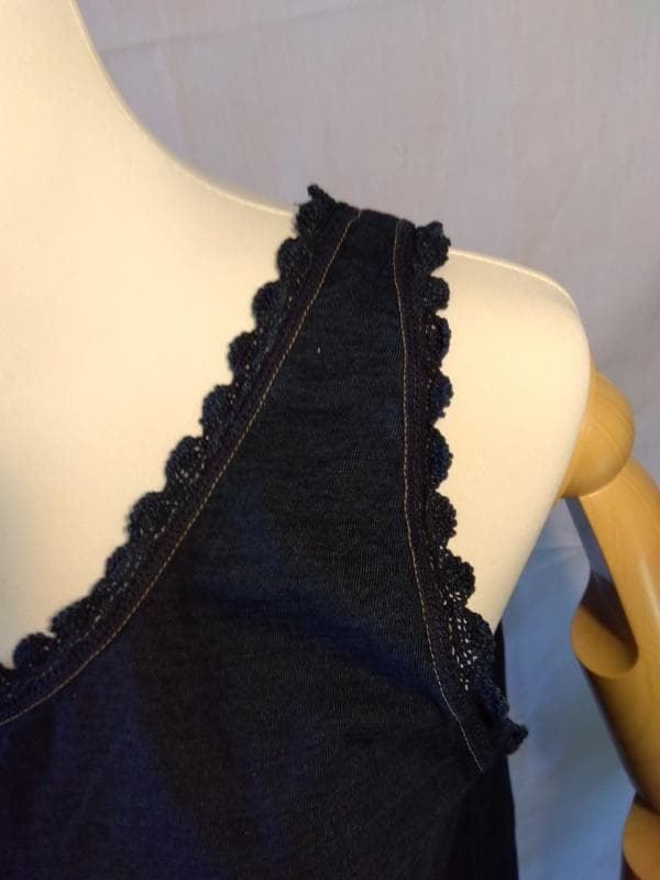 ク*リ様 45R ネイビー ノースリーブ タンクトップ　レース付き　星2つ　サイ