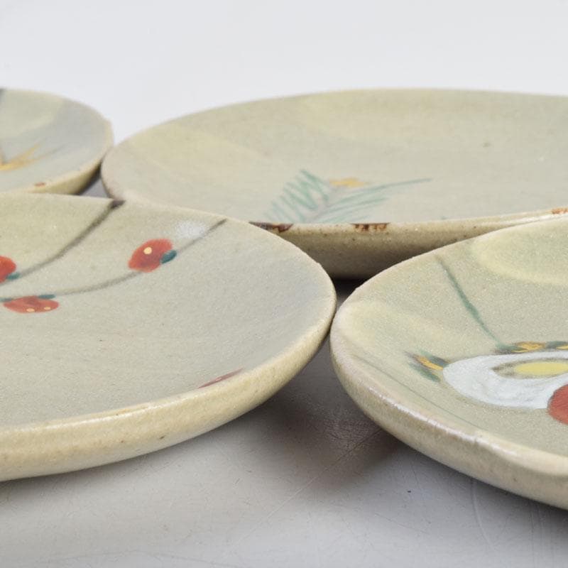 和食器　茶懐石　幸兵衛窯　絵変　銘々皿　五客　共箱　6点まとめて　V　8932A