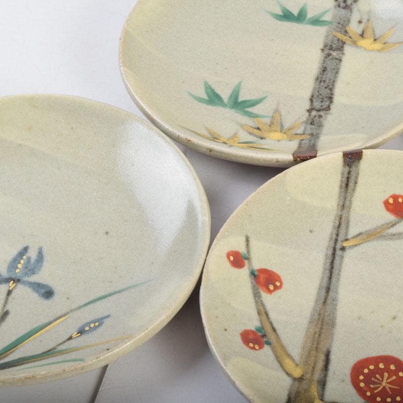 和食器　茶懐石　幸兵衛窯　絵変　銘々皿　五客　共箱　6点まとめて　V　8932A