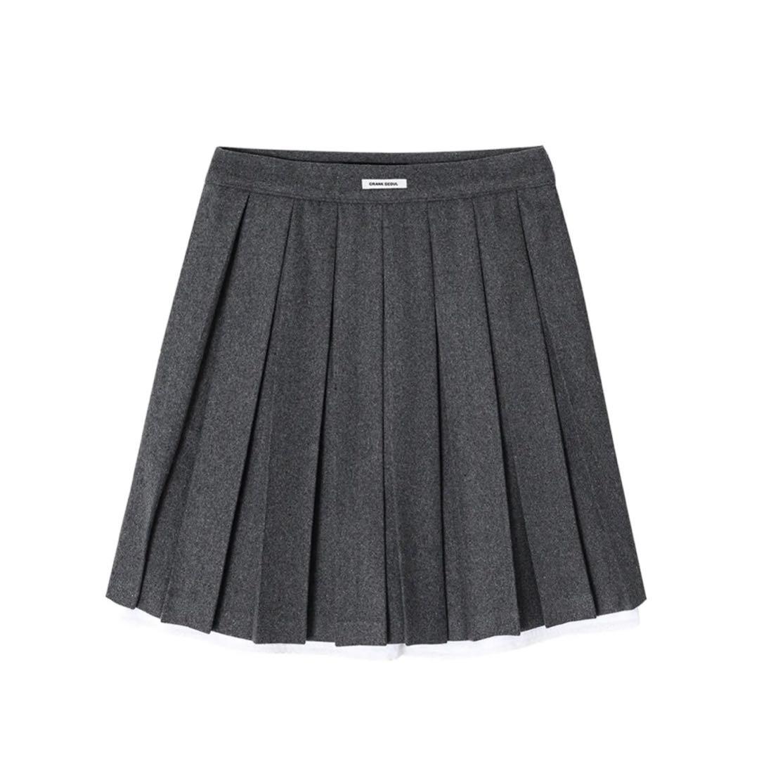 スカート crank Layered Wool Pleated Skirt